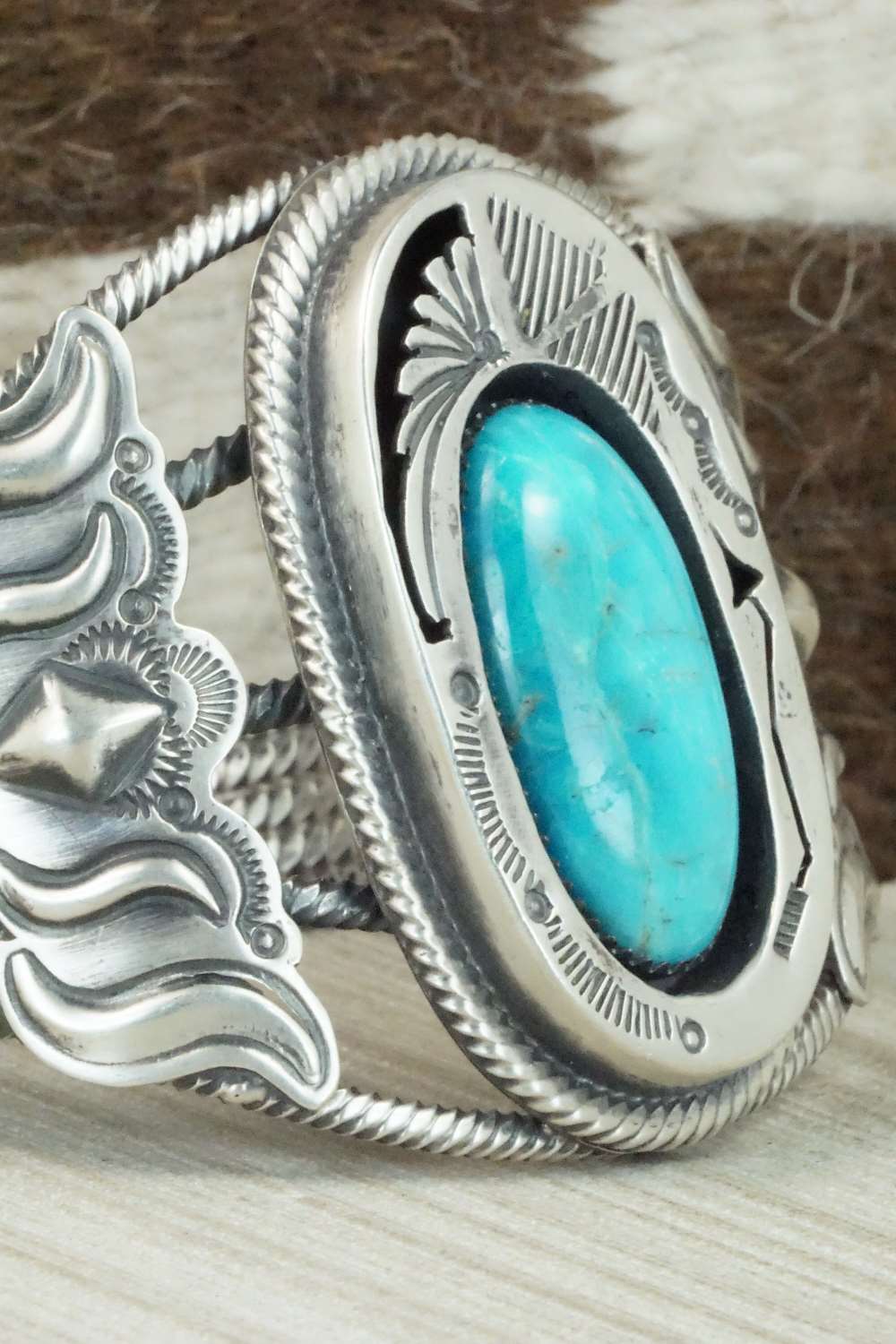 Turquoise and Sterling Silver Bracelet - Navajo