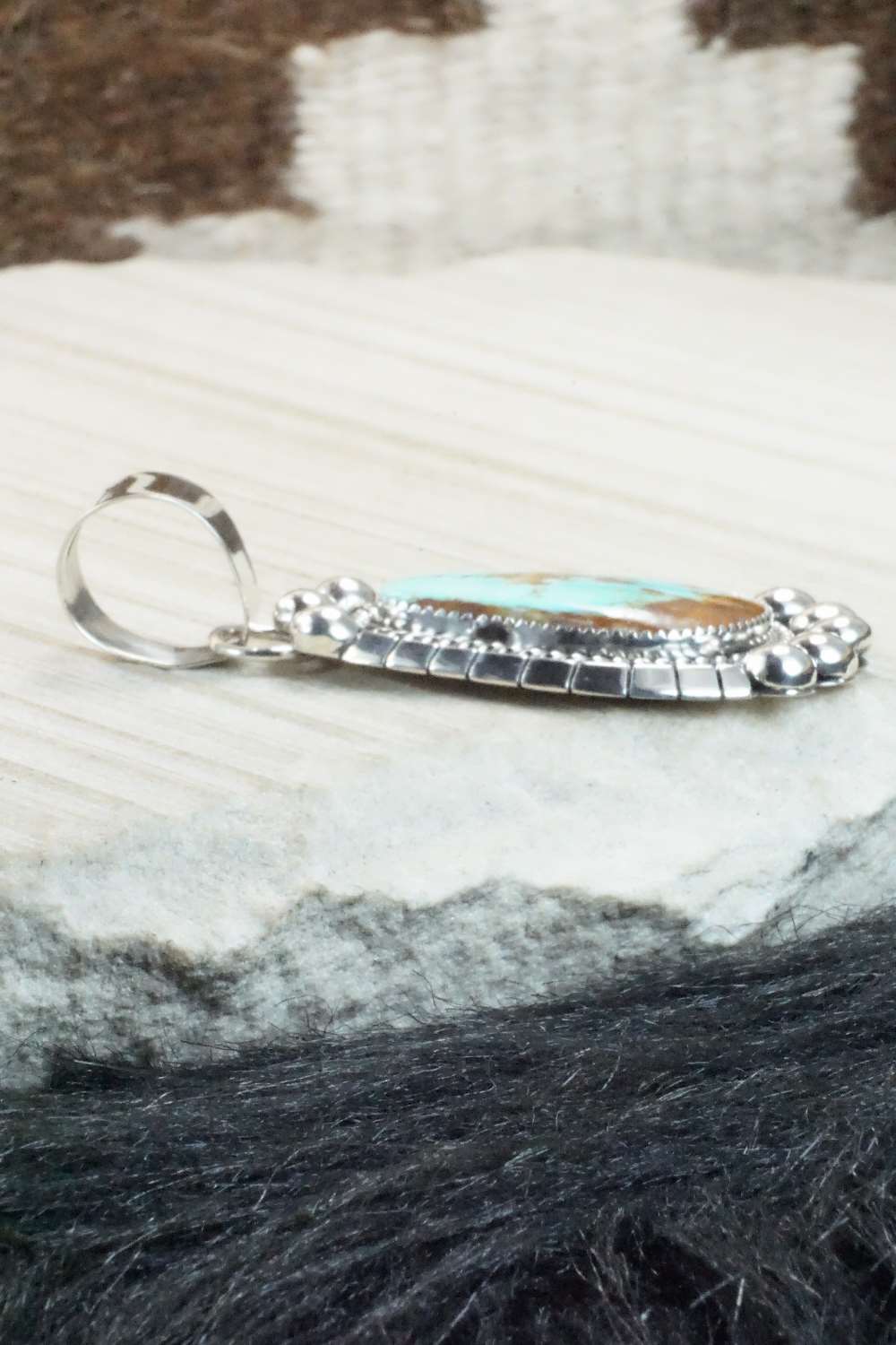 Turquoise & Sterling Silver Pendant - Elroy Chavez