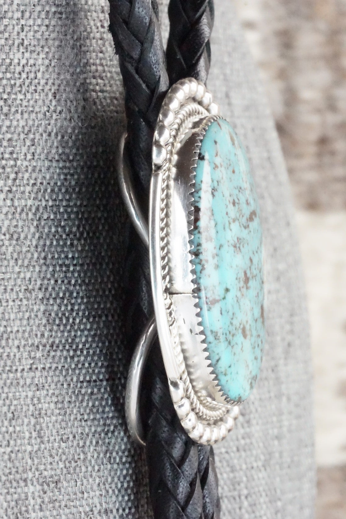 Turquoise & Sterling Silver Bolo Tie - Kenny Calavaza