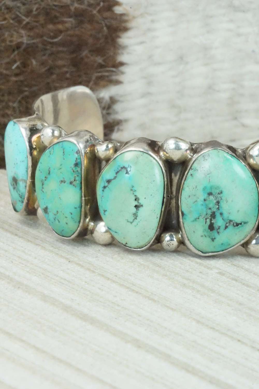 Turquoise and Sterling Silver Bracelet - Navajo