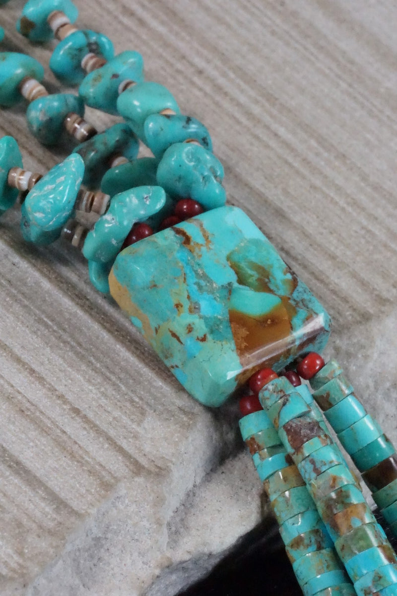 Turquoise & Spiny Oyster Necklace - Joe & Joann Garcia