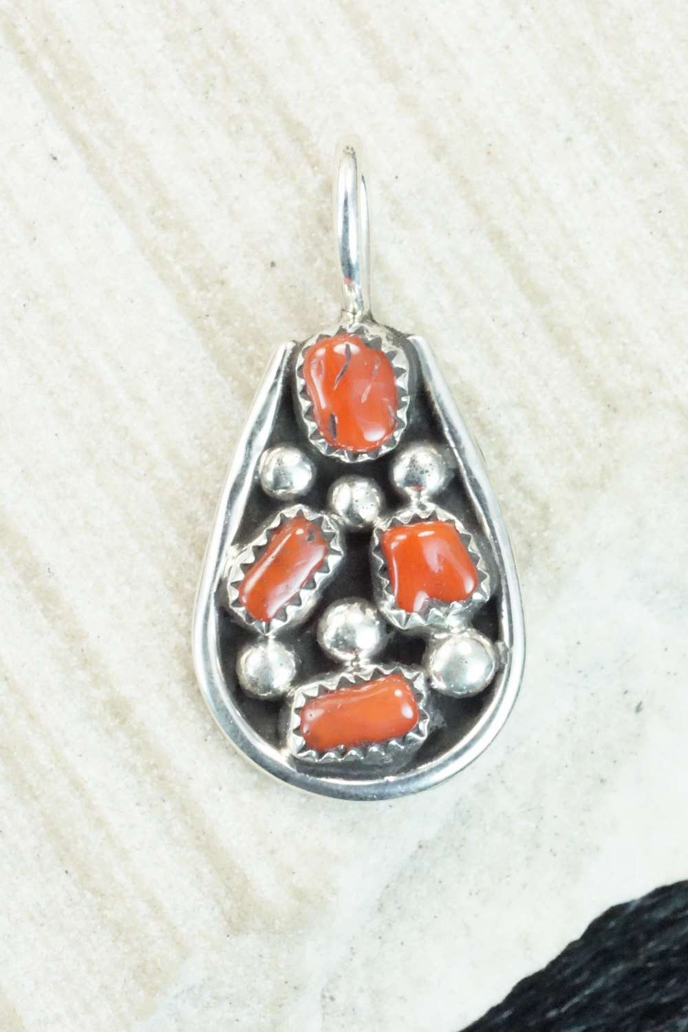 Coral & Sterling Silver Pendant - Priscilla Reeder