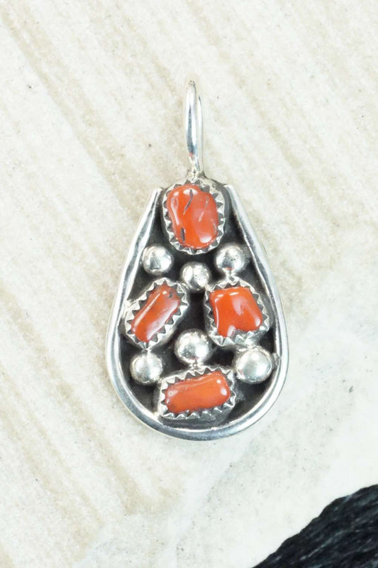 Coral & Sterling Silver Pendant - Priscilla Reeder