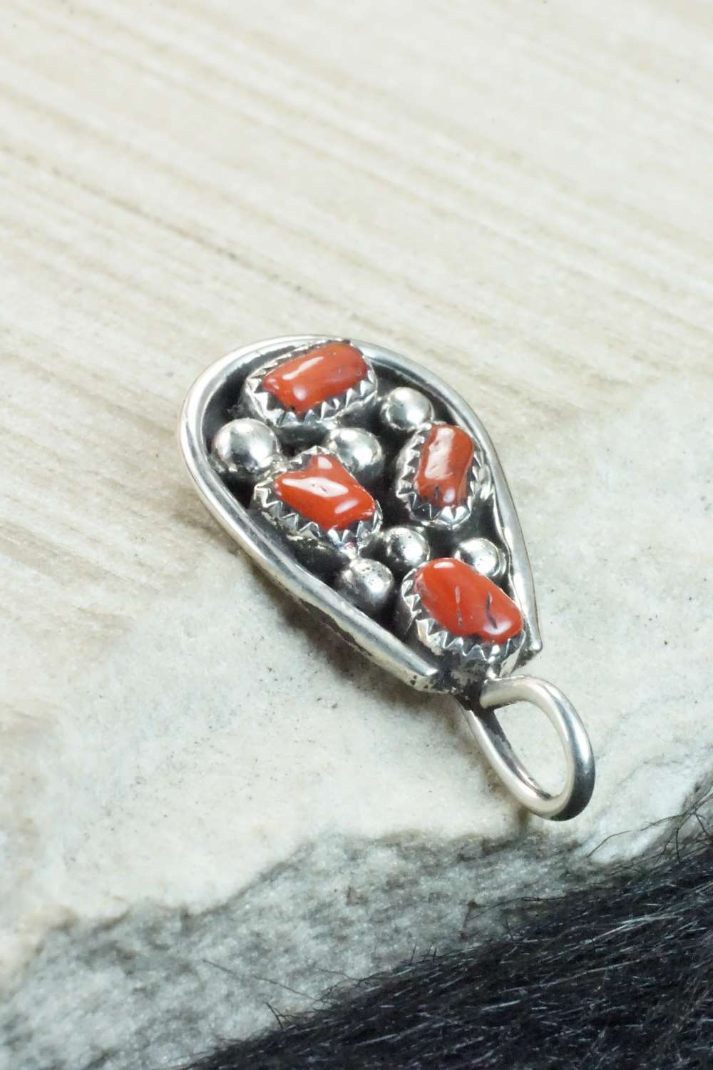 Coral & Sterling Silver Pendant - Priscilla Reeder