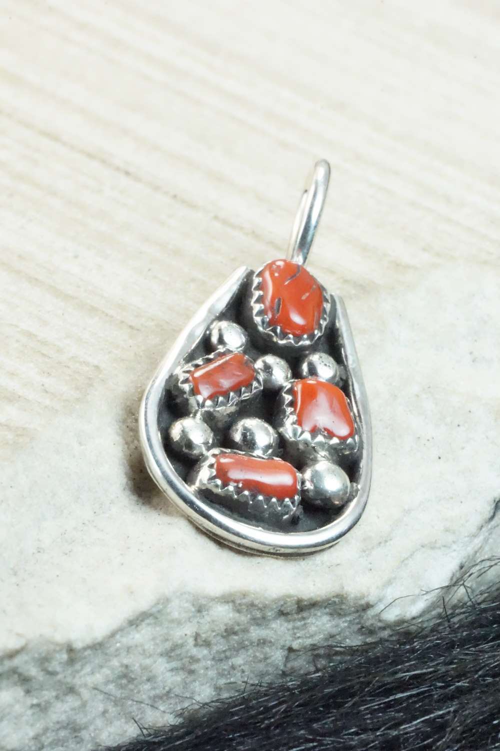 Coral & Sterling Silver Pendant - Priscilla Reeder