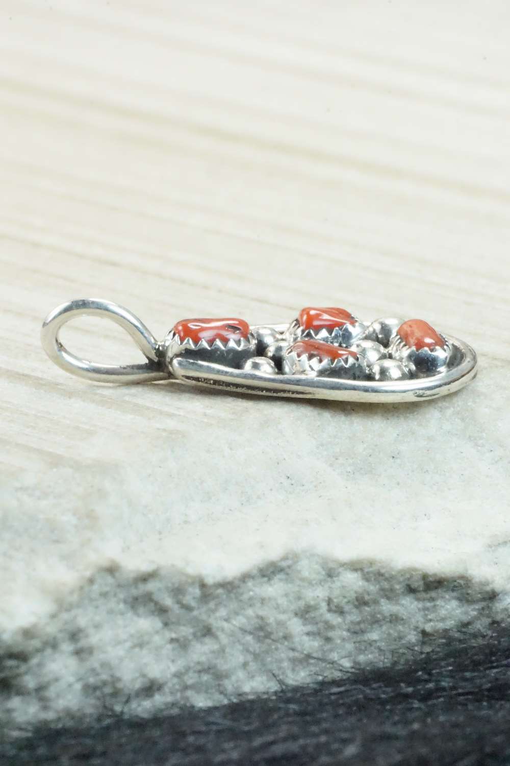 Coral & Sterling Silver Pendant - Priscilla Reeder