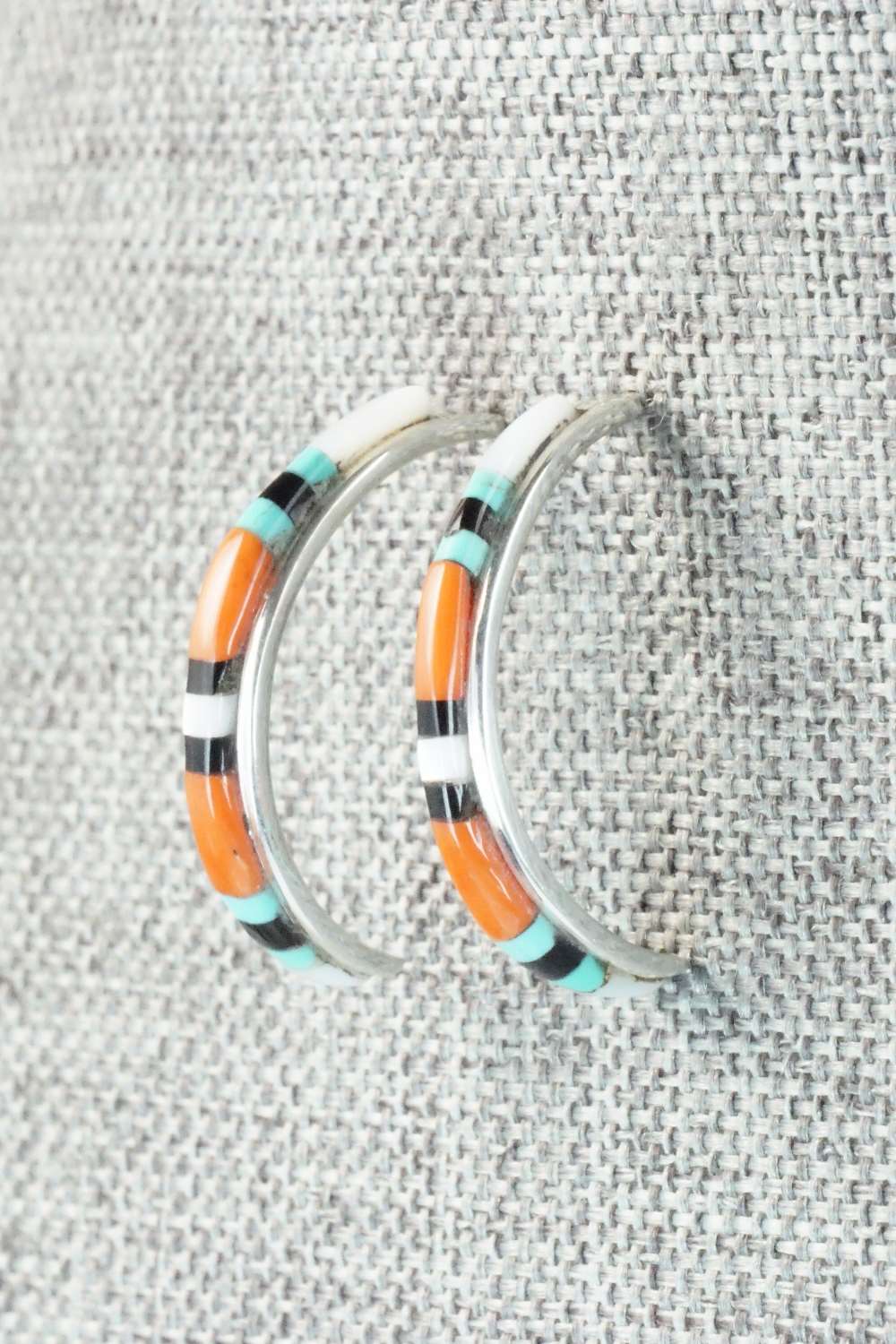 Multi Stone & Sterling Silver Inlay Earrings - Jeanette Chavez