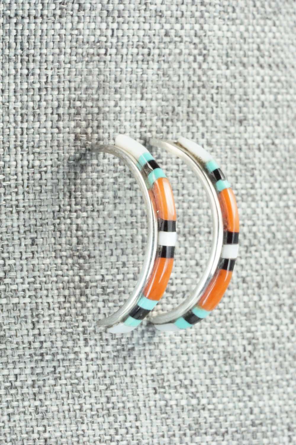 Multi Stone & Sterling Silver Inlay Earrings - Jeanette Chavez