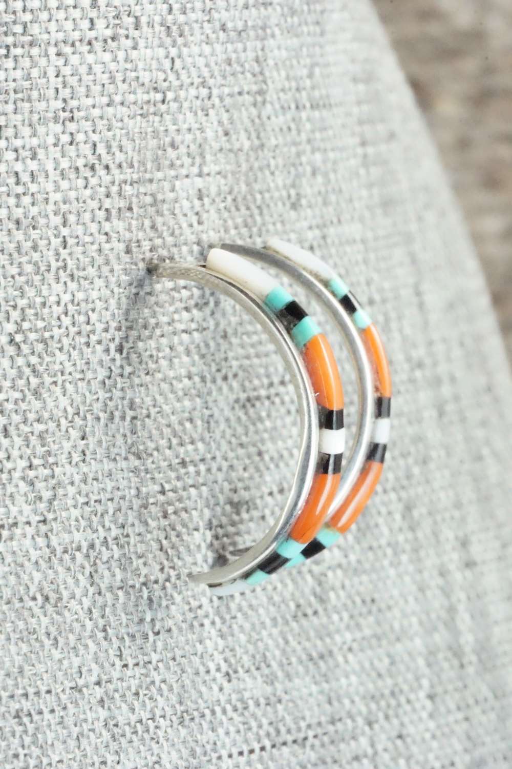 Multi Stone & Sterling Silver Inlay Earrings - Jeanette Chavez