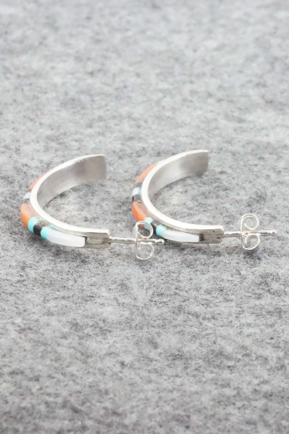 Multi Stone & Sterling Silver Inlay Earrings - Jeanette Chavez