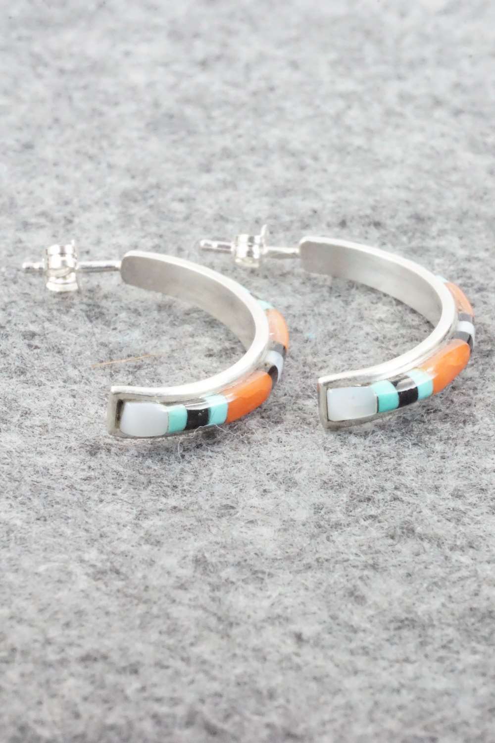 Multi Stone & Sterling Silver Inlay Earrings - Jeanette Chavez