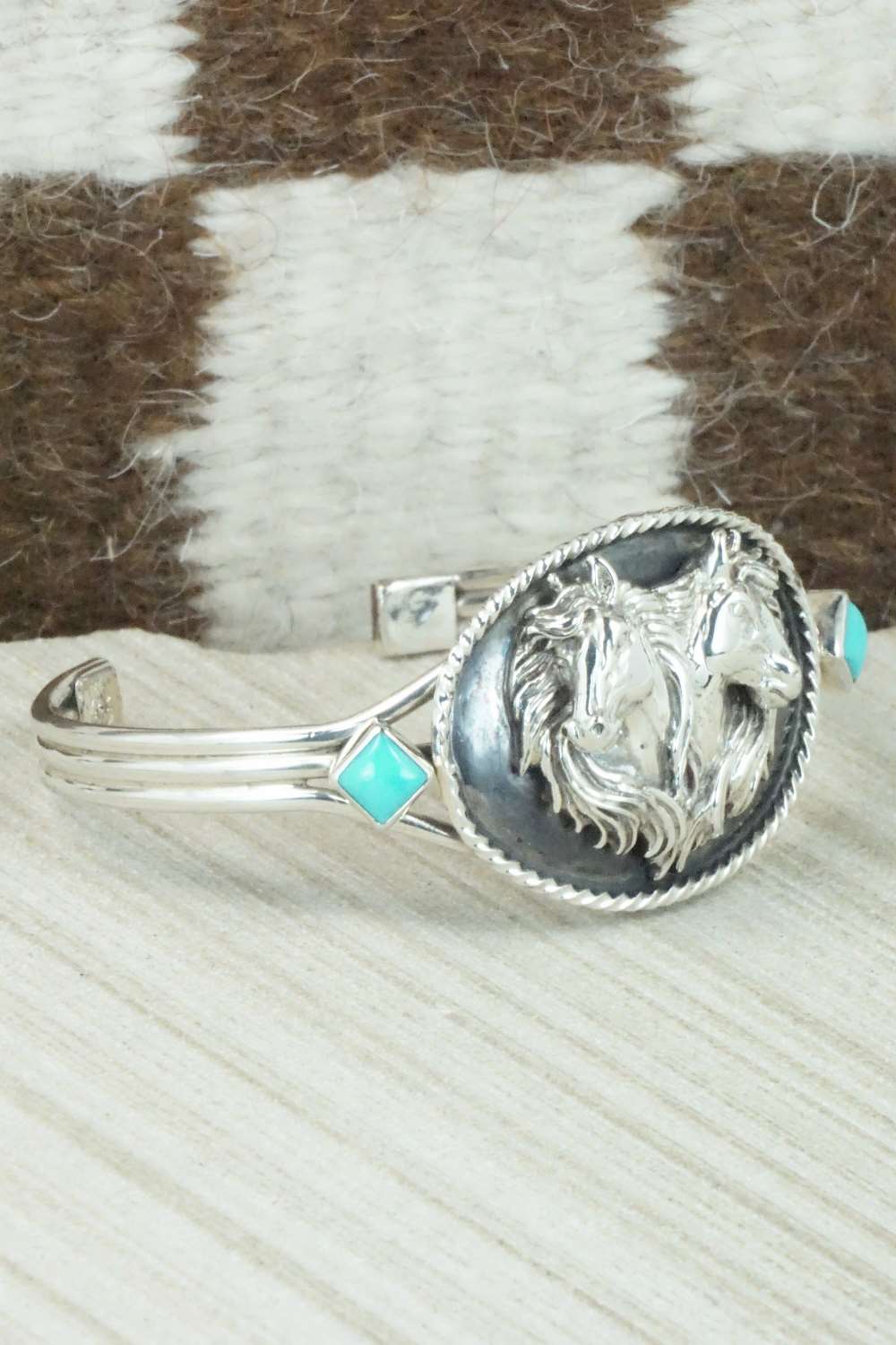 Turquoise and Sterling Silver Bracelet - Navajo