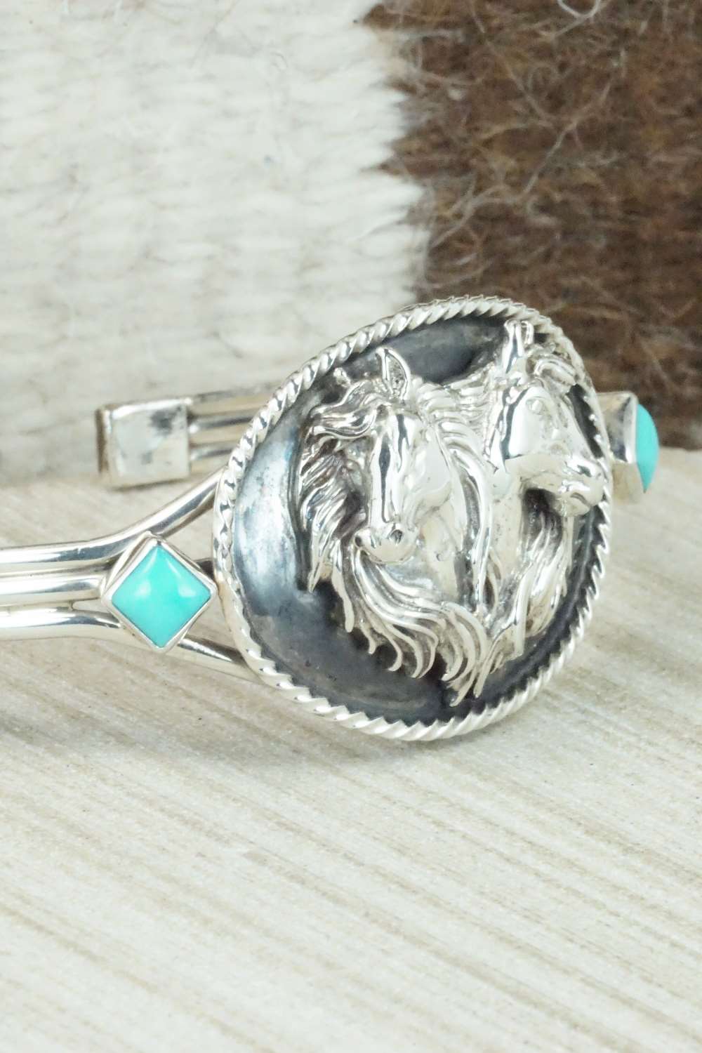 Turquoise and Sterling Silver Bracelet - Navajo
