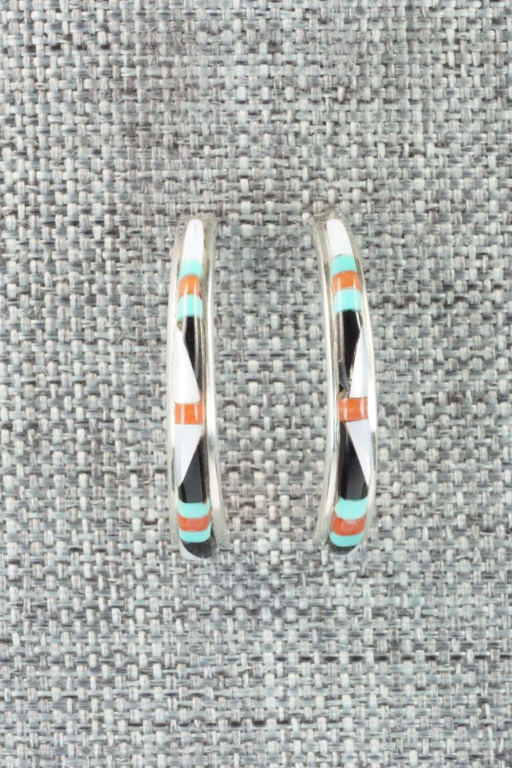 Multi Stone & Sterling Silver Inlay Earrings - Jeanette Chavez