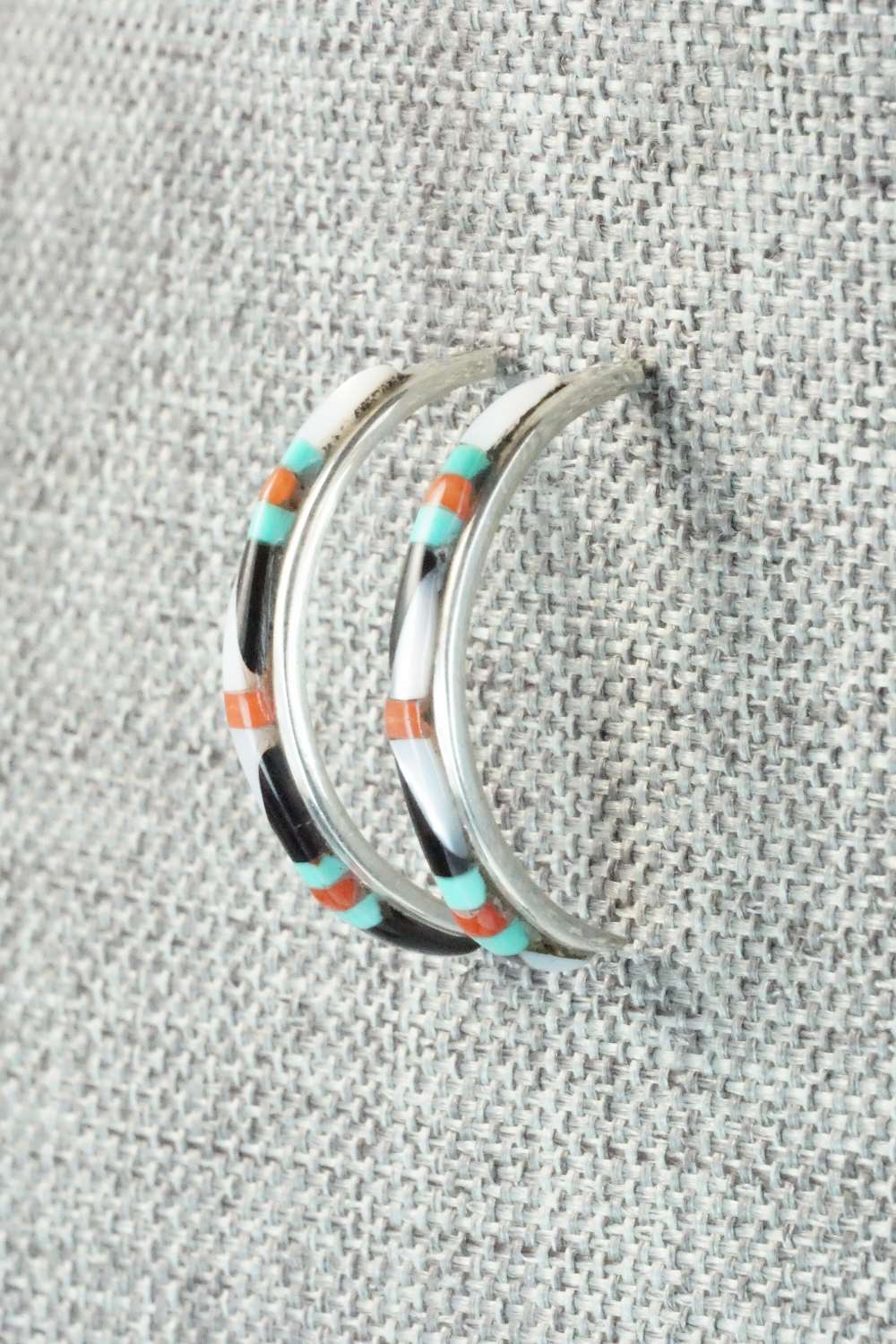 Multi Stone & Sterling Silver Inlay Earrings - Jeanette Chavez