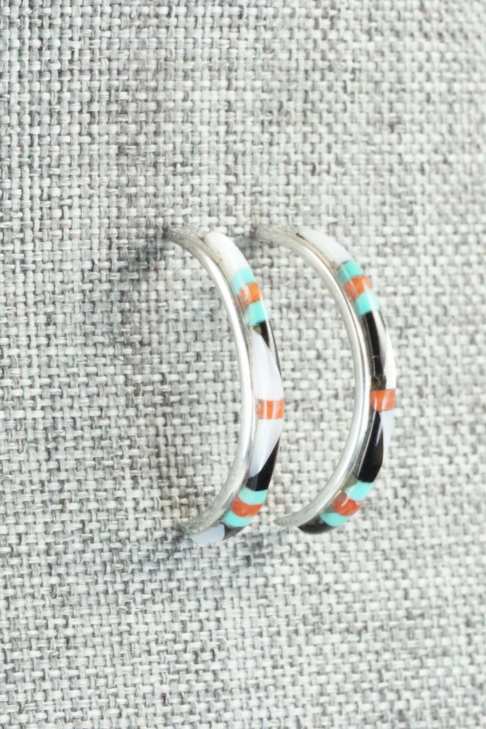 Multi Stone & Sterling Silver Inlay Earrings - Jeanette Chavez