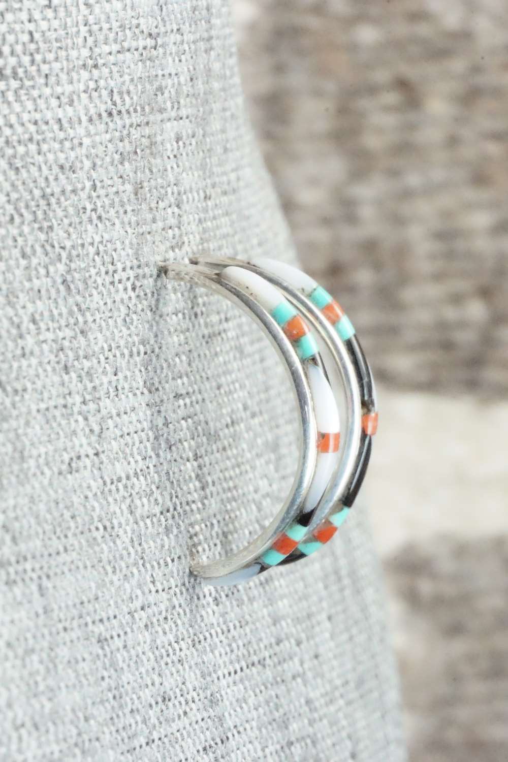 Multi Stone & Sterling Silver Inlay Earrings - Jeanette Chavez