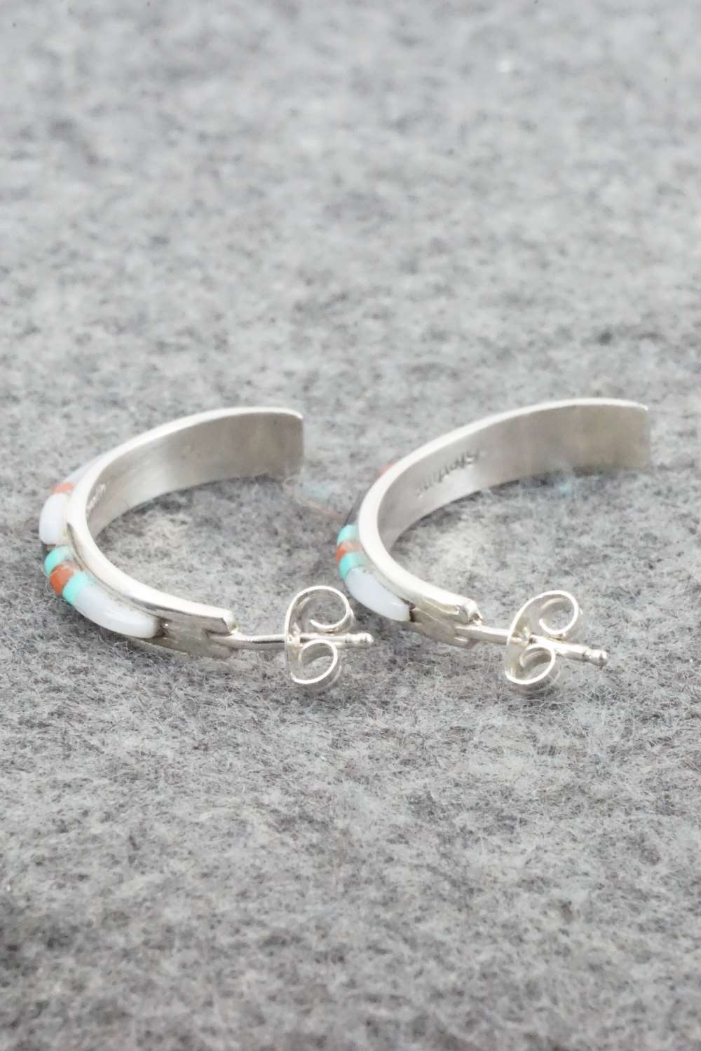 Multi Stone & Sterling Silver Inlay Earrings - Jeanette Chavez