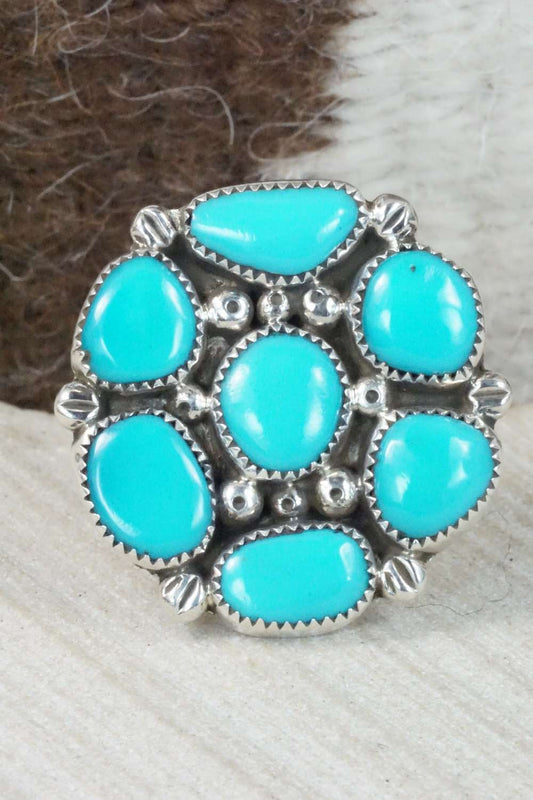 Turquoise and Sterling Silver Ring - Priscilla Reeder - Size 8.75
