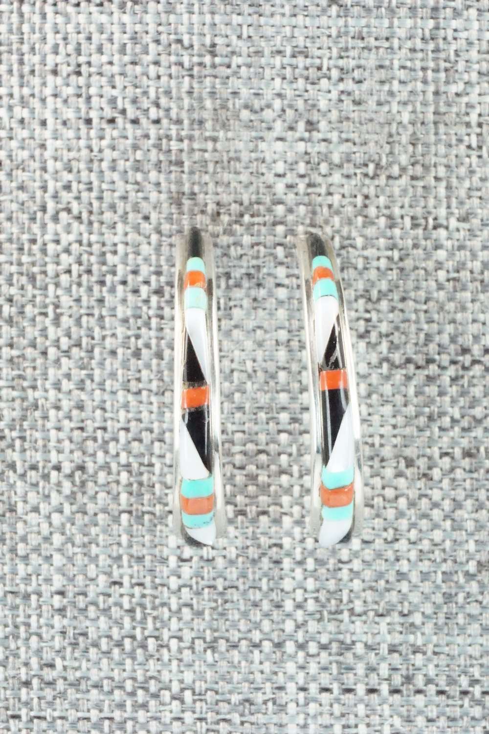 Multi Stone & Sterling Silver Inlay Earrings - Jeanette Chavez