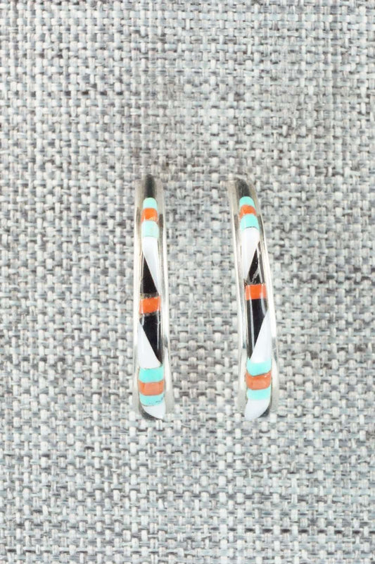 Multi Stone & Sterling Silver Inlay Earrings - Jeanette Chavez