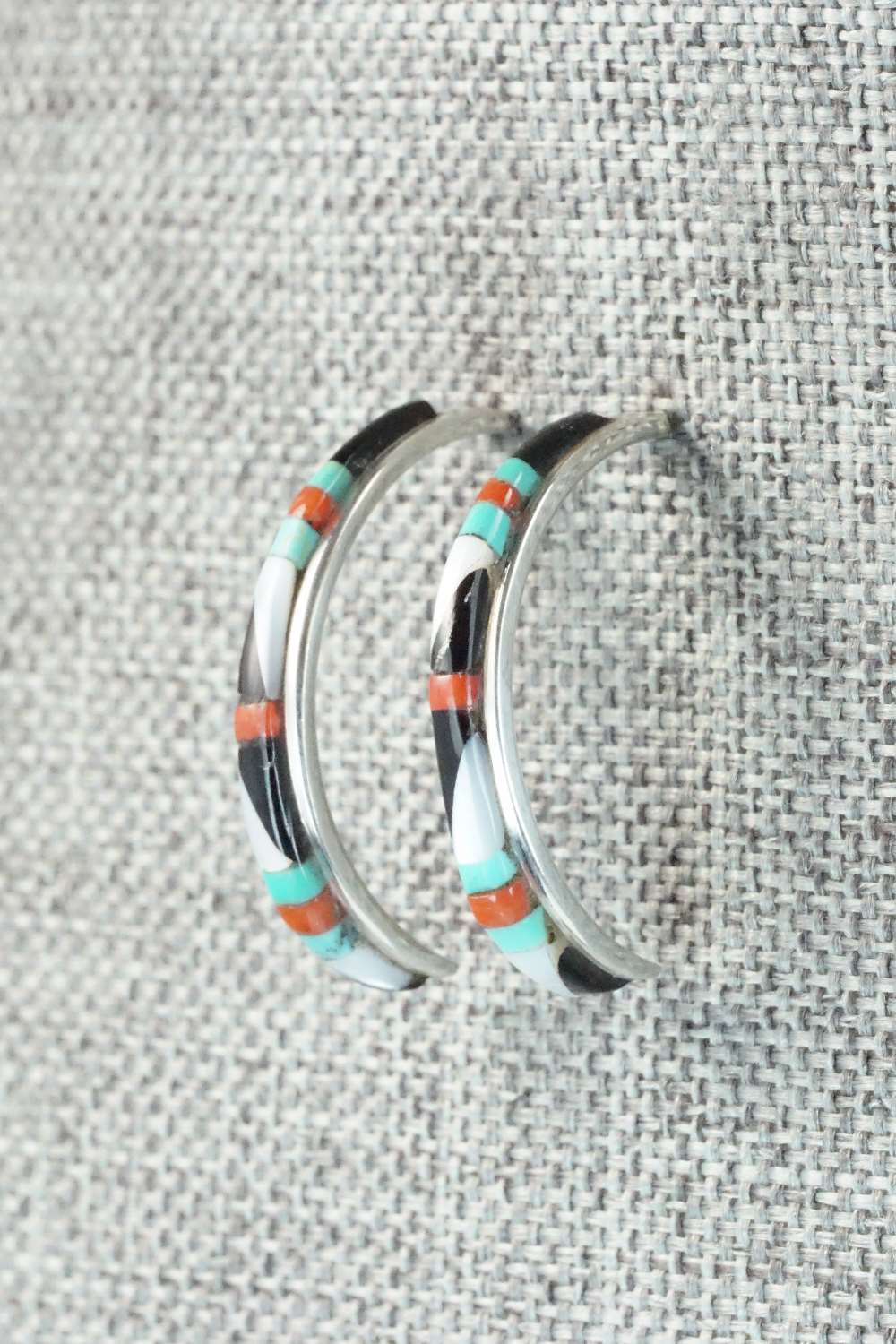 Multi Stone & Sterling Silver Inlay Earrings - Jeanette Chavez