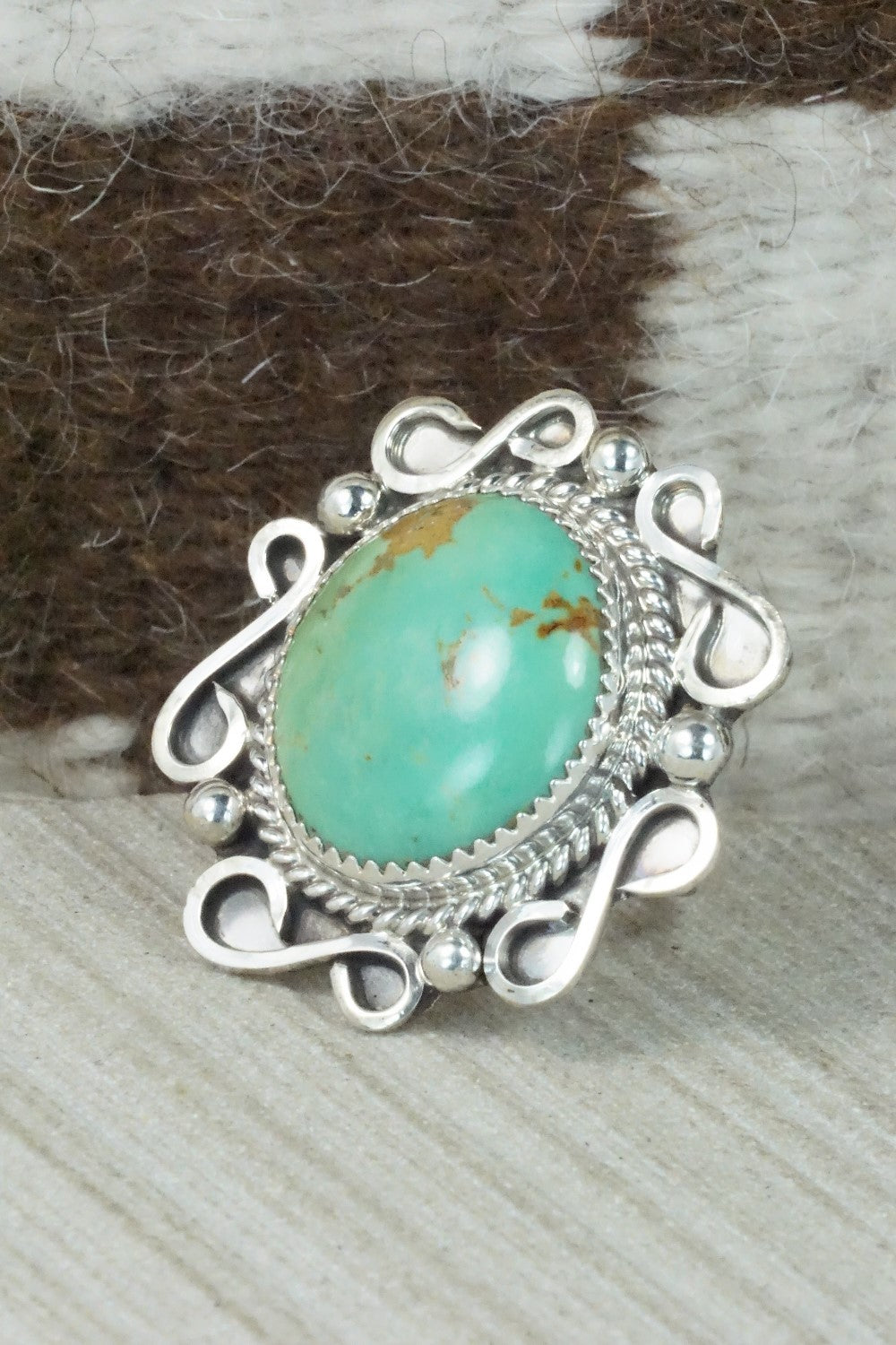 Turquoise & Sterling Silver Ring - DeAnna Nez - Size 8
