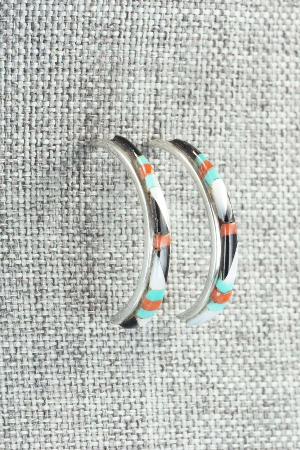 Multi Stone & Sterling Silver Inlay Earrings - Jeanette Chavez