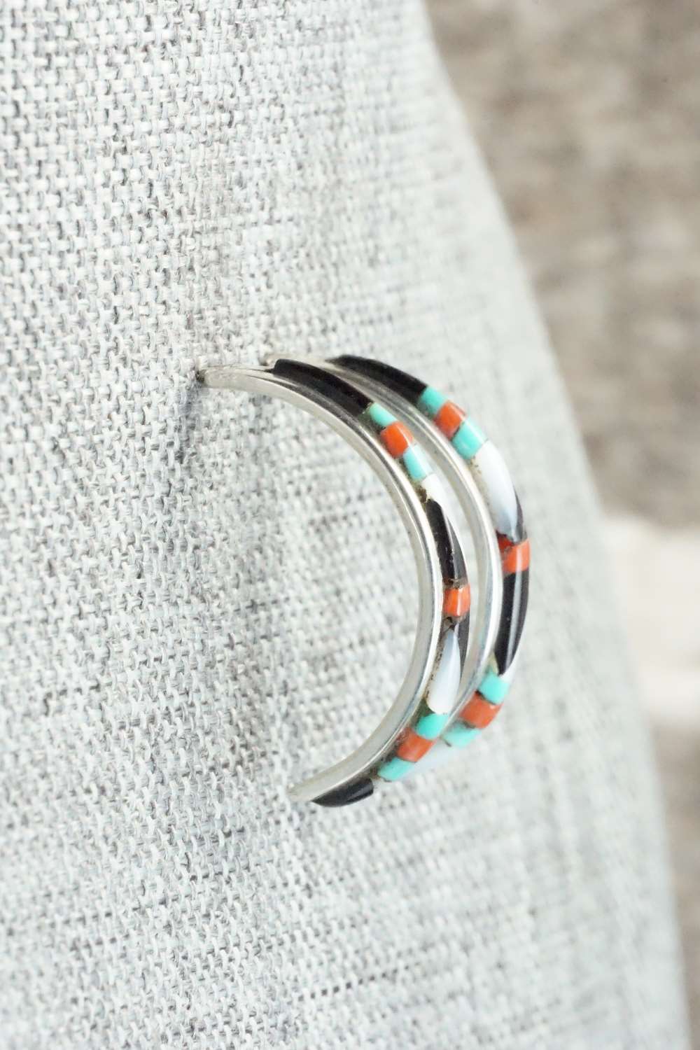 Multi Stone & Sterling Silver Inlay Earrings - Jeanette Chavez