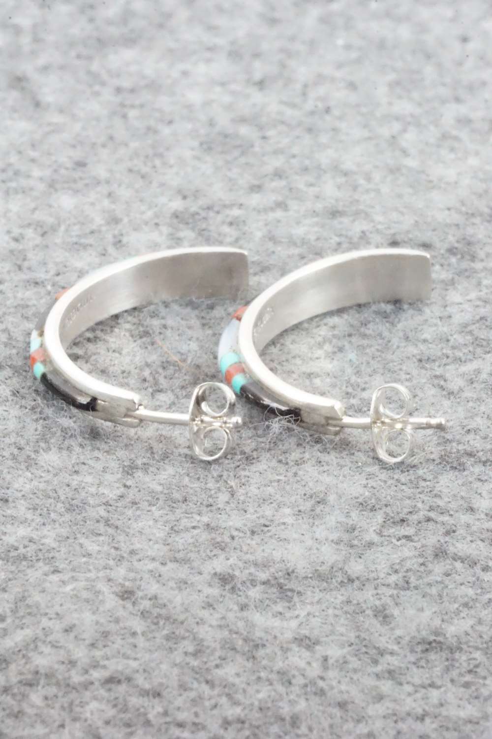 Multi Stone & Sterling Silver Inlay Earrings - Jeanette Chavez
