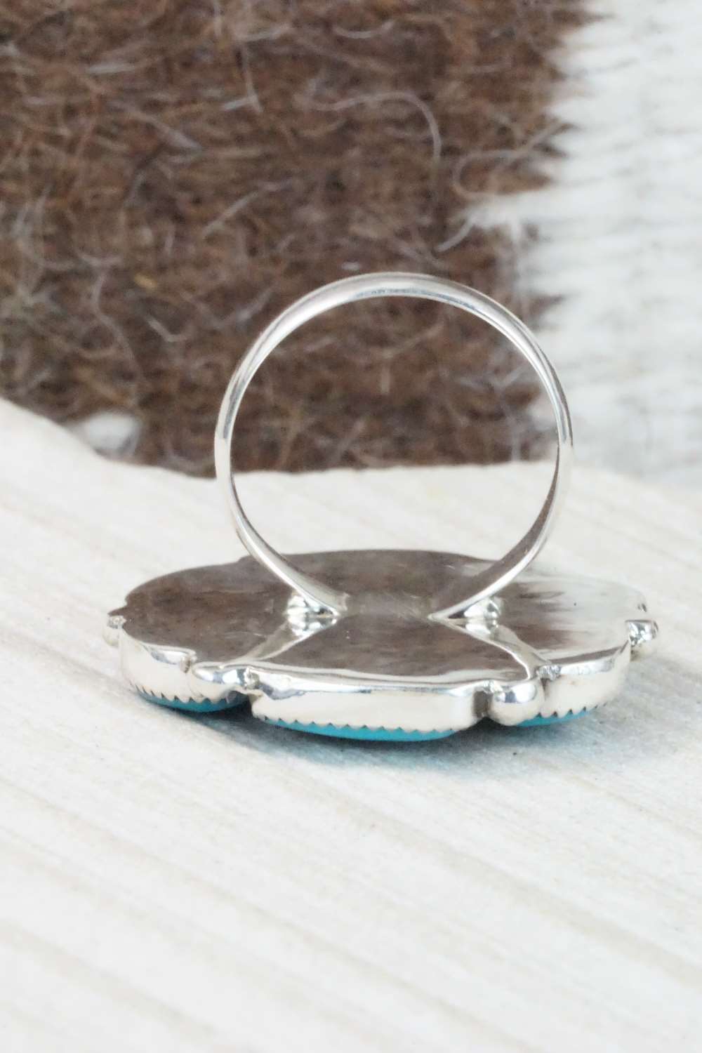 Turquoise and Sterling Silver Ring - Priscilla Reeder - Size 8.75