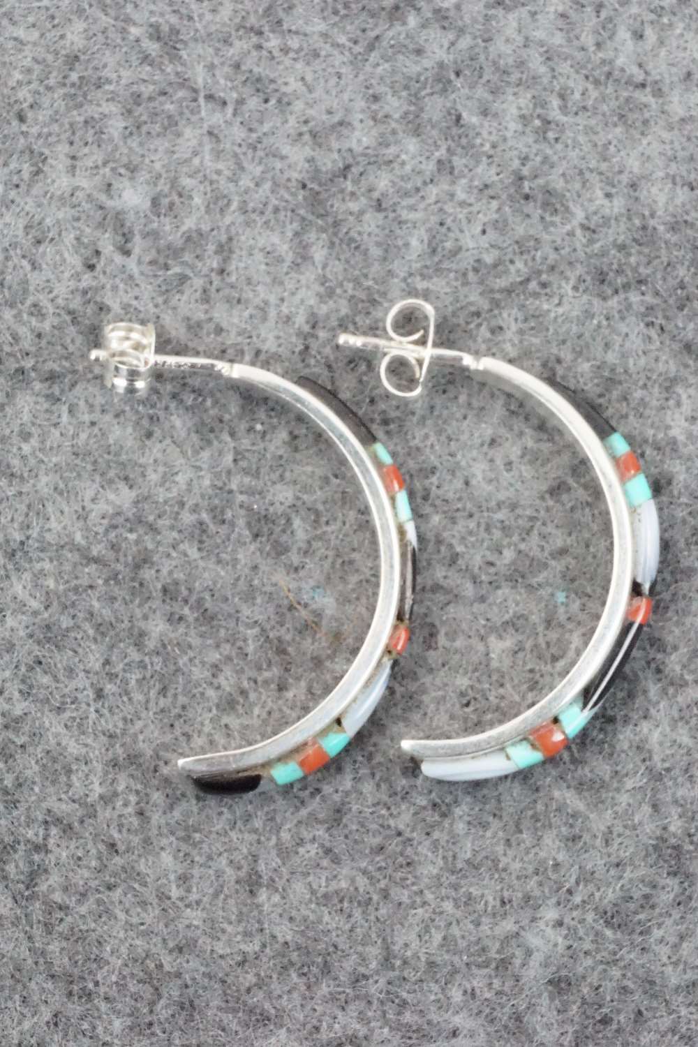 Multi Stone & Sterling Silver Inlay Earrings - Jeanette Chavez