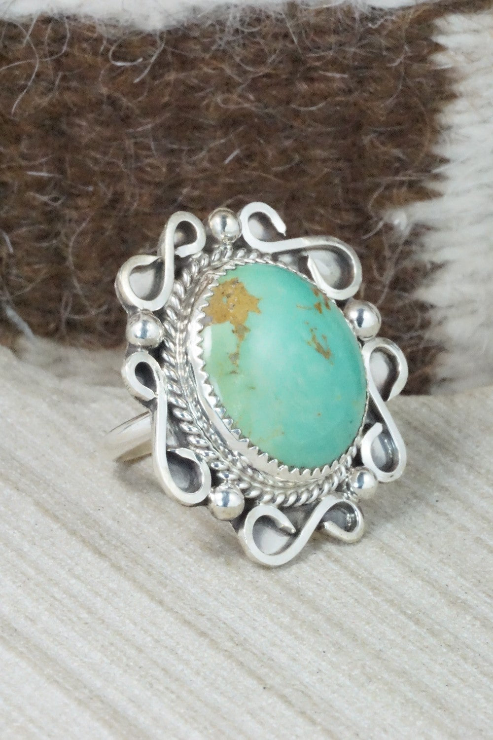 Turquoise & Sterling Silver Ring - DeAnna Nez - Size 8