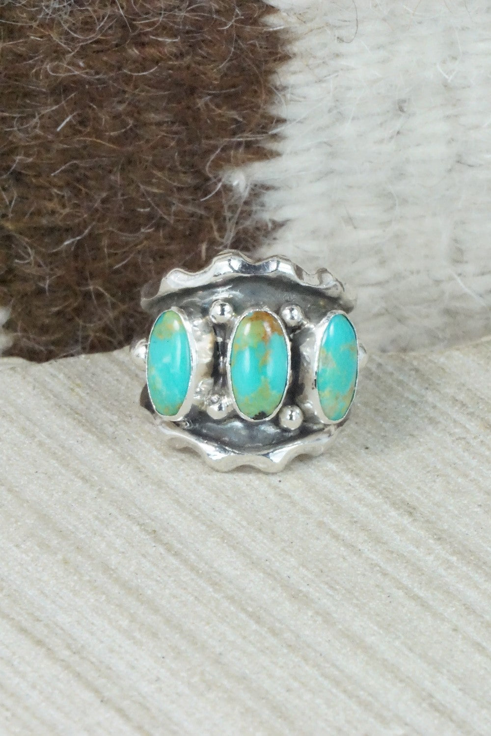 Turquoise & Sterling Silver Ring - Andrew Vandever - Size 5.75