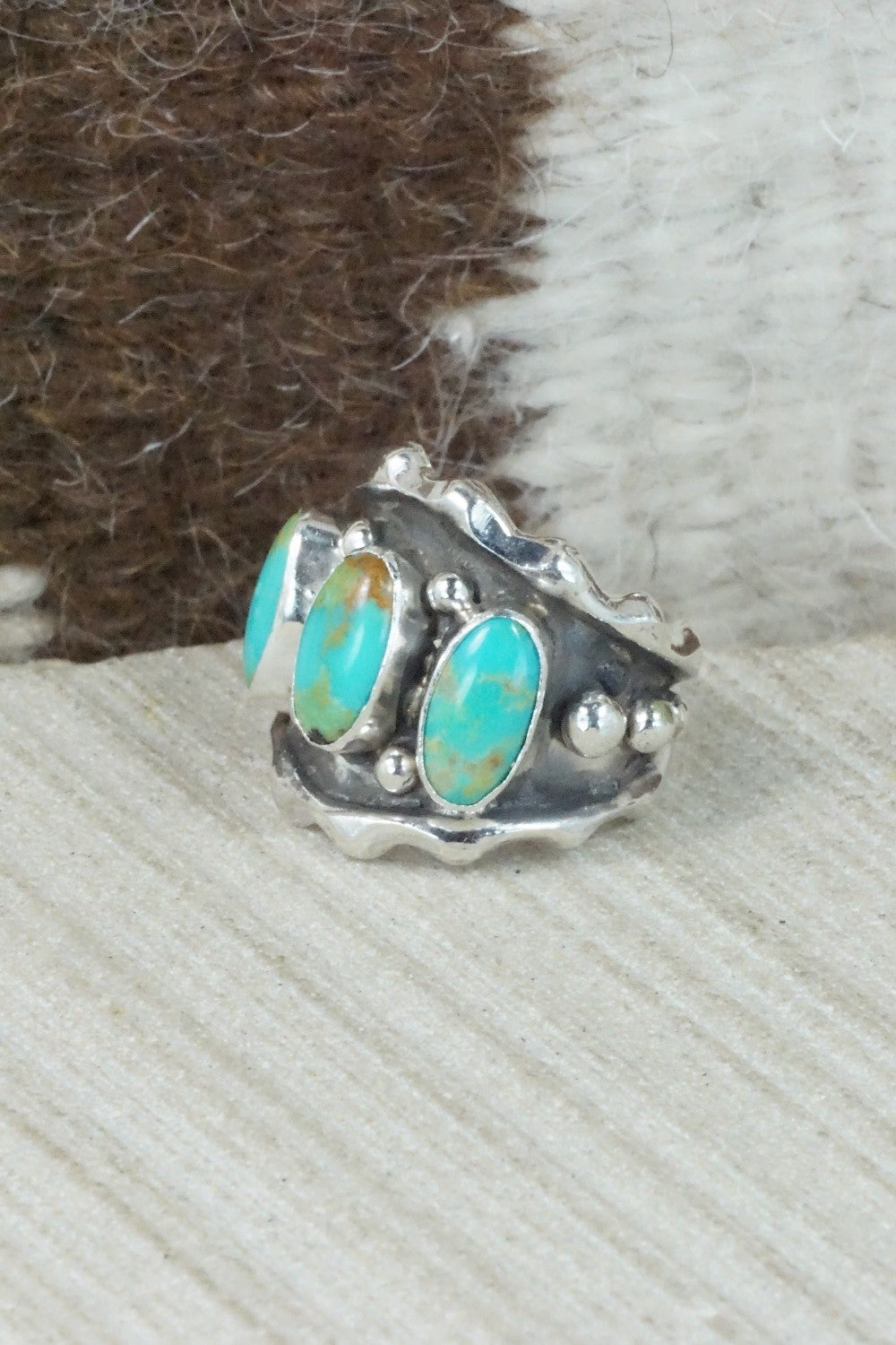 Turquoise & Sterling Silver Ring - Andrew Vandever - Size 5.75