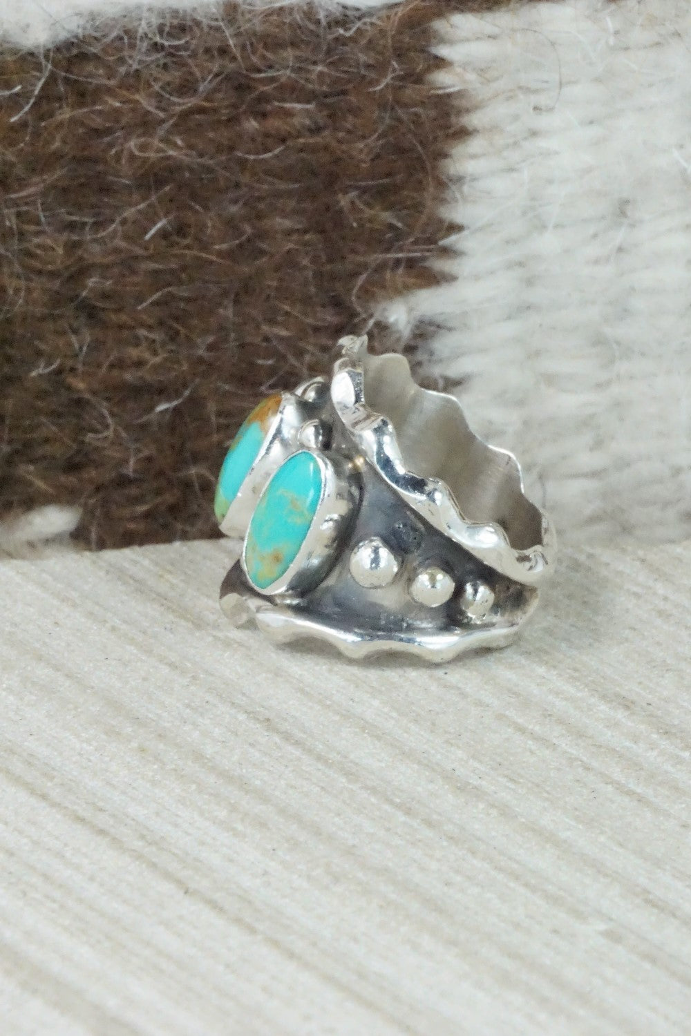 Turquoise & Sterling Silver Ring - Andrew Vandever - Size 5.75