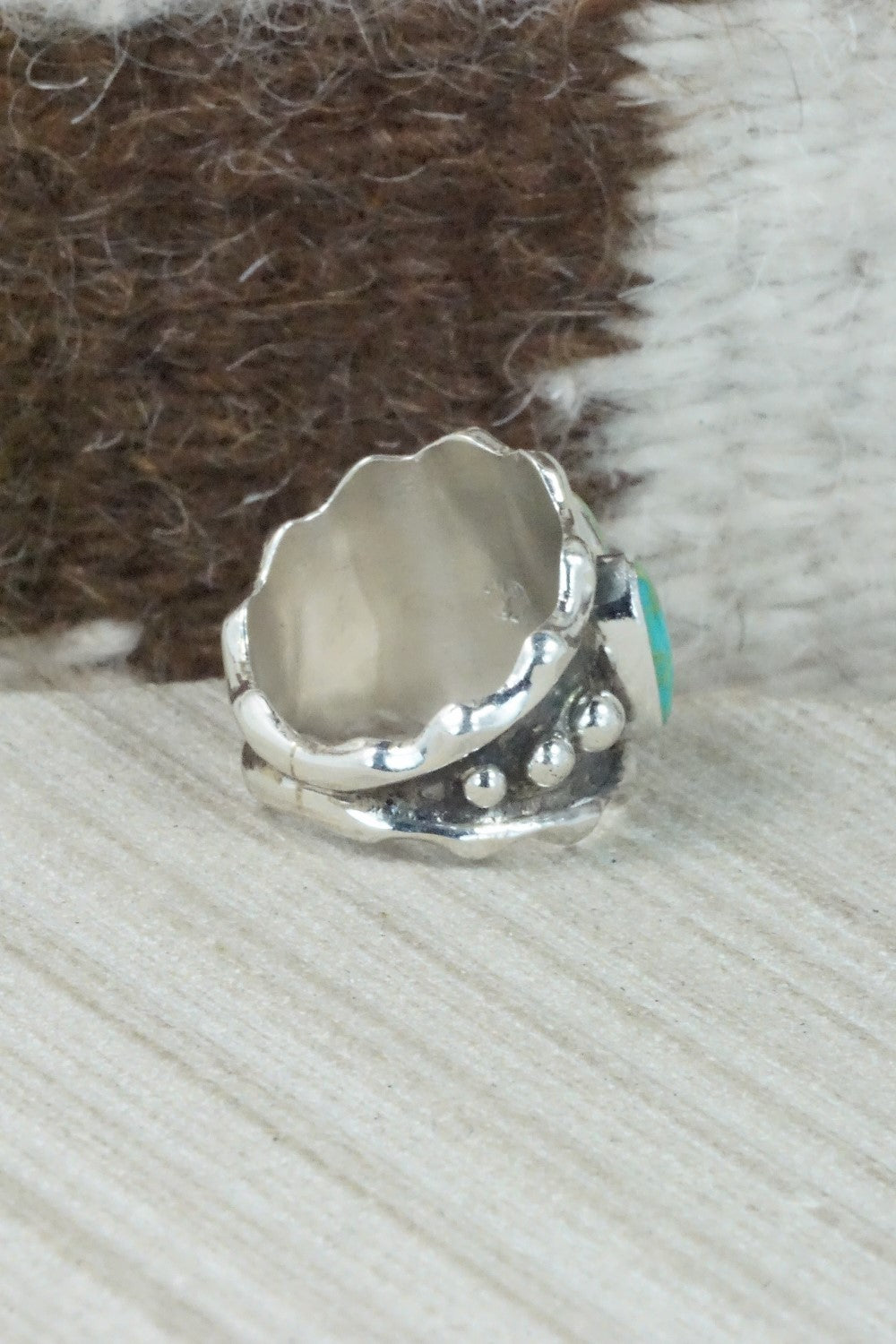Turquoise & Sterling Silver Ring - Andrew Vandever - Size 5.75