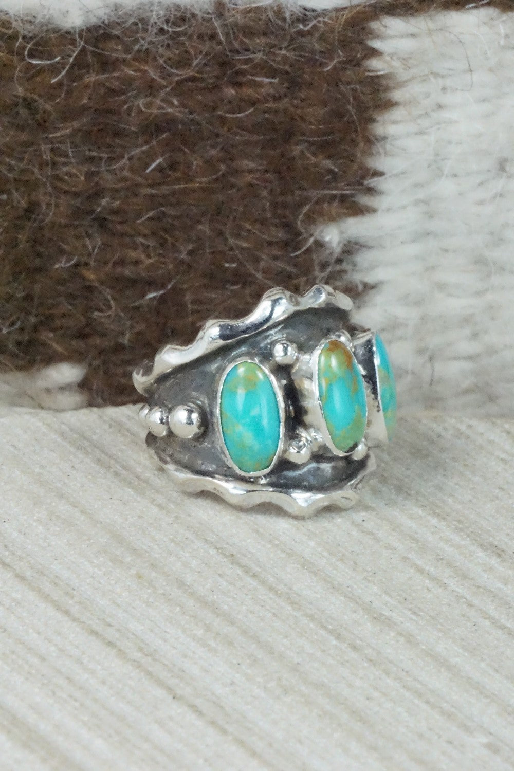 Turquoise & Sterling Silver Ring - Andrew Vandever - Size 5.75