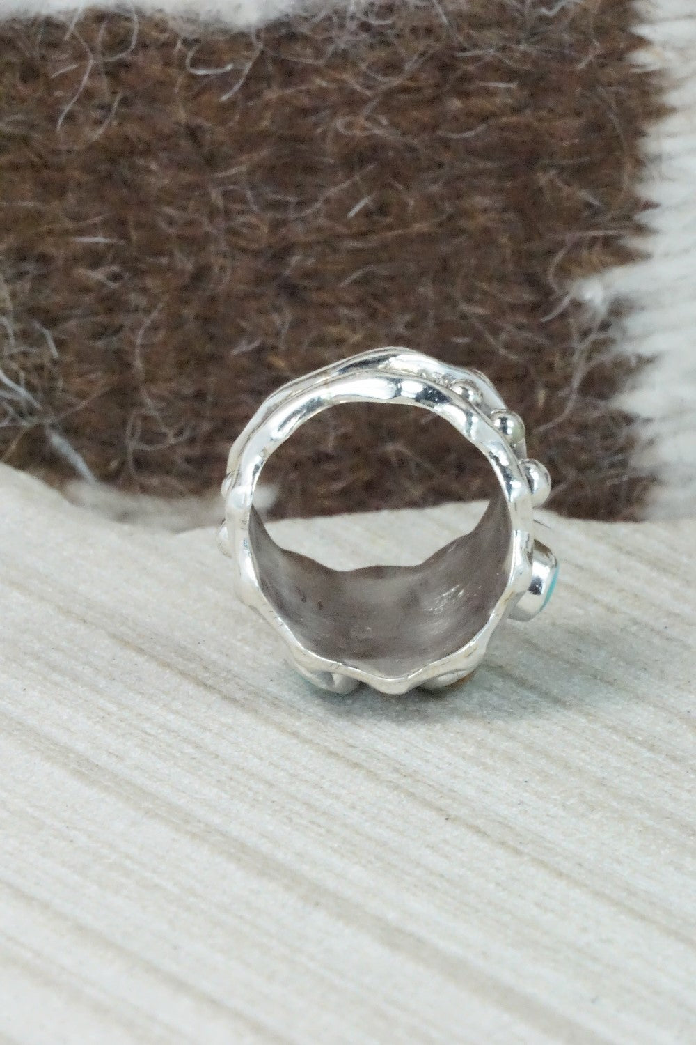 Turquoise & Sterling Silver Ring - Andrew Vandever - Size 5.75