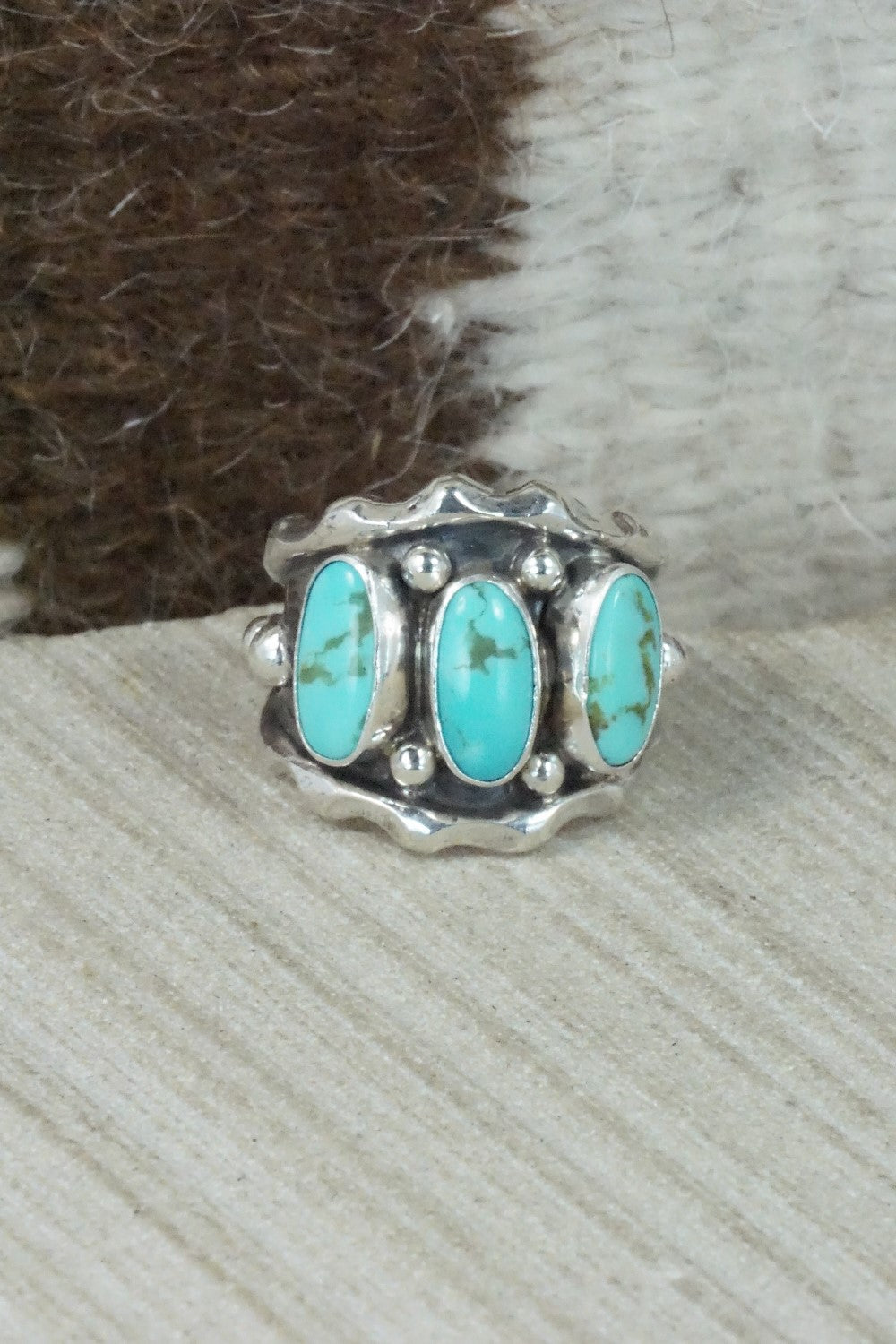 Turquoise & Sterling Silver Ring - Andrew Vandever - Size 6.5