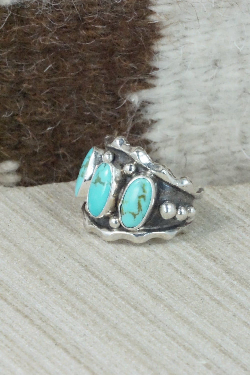 Turquoise & Sterling Silver Ring - Andrew Vandever - Size 6.5