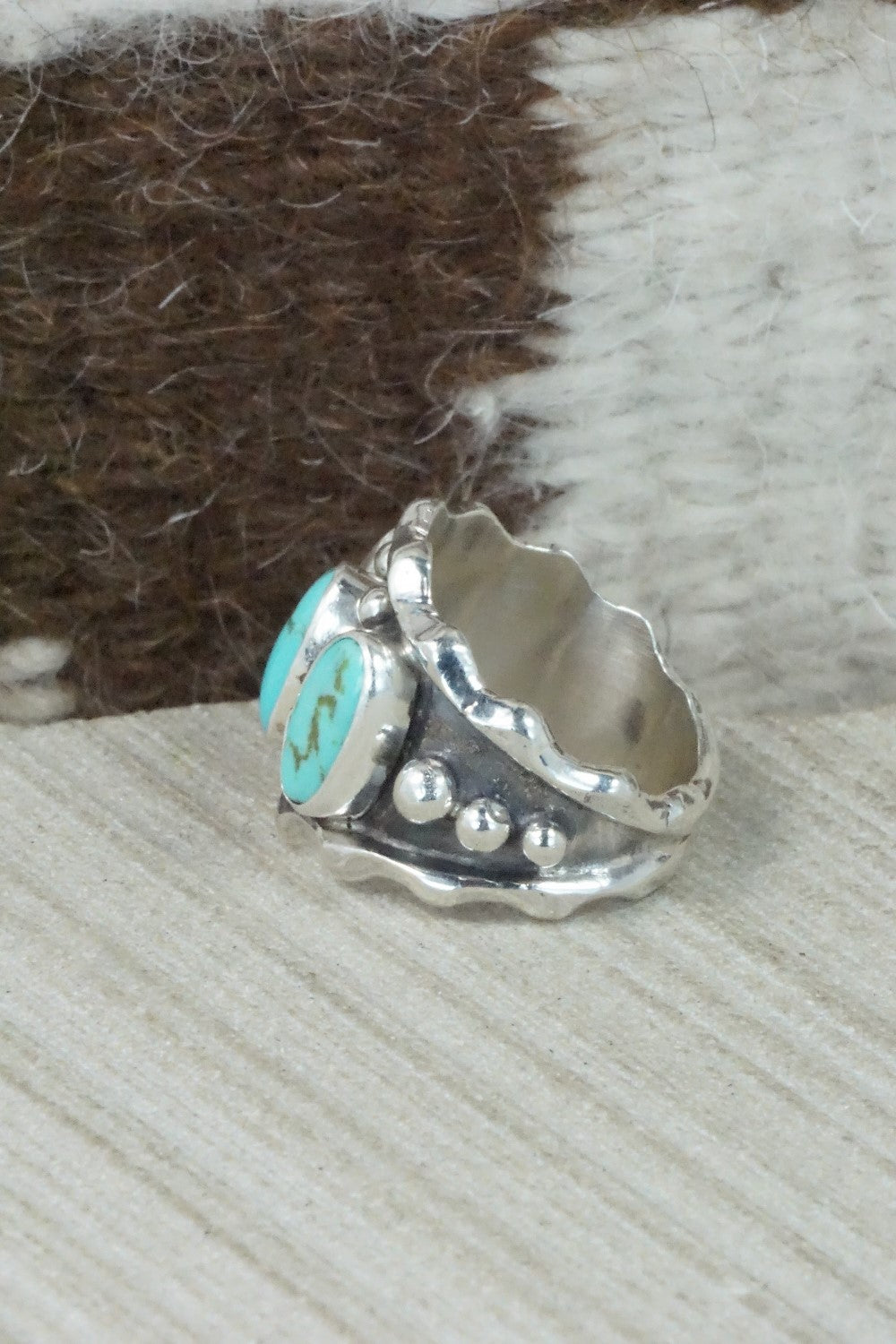 Turquoise & Sterling Silver Ring - Andrew Vandever - Size 6.5