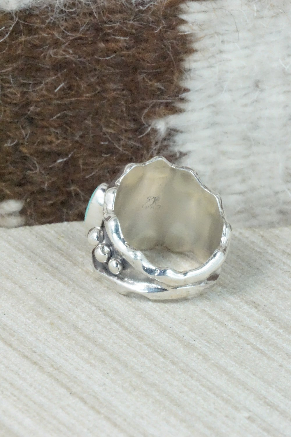 Turquoise & Sterling Silver Ring - Andrew Vandever - Size 6.5