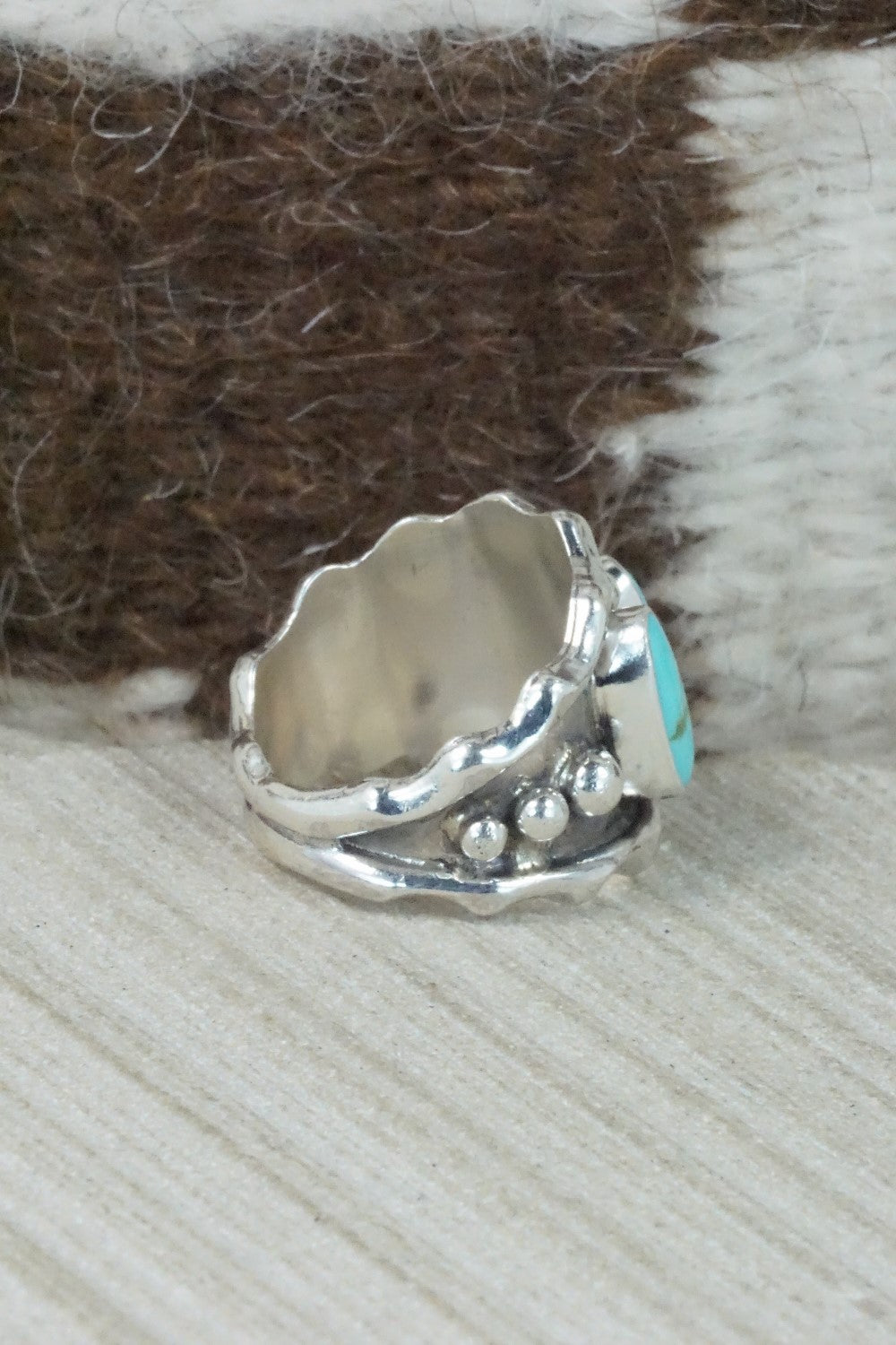Turquoise & Sterling Silver Ring - Andrew Vandever - Size 6.5