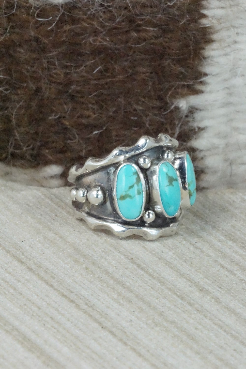Turquoise & Sterling Silver Ring - Andrew Vandever - Size 6.5