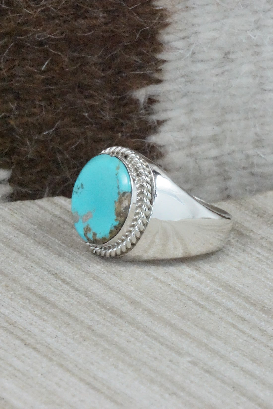 Turquoise & Sterling Silver Ring - Arlen Quetawki Jr. - Size 10