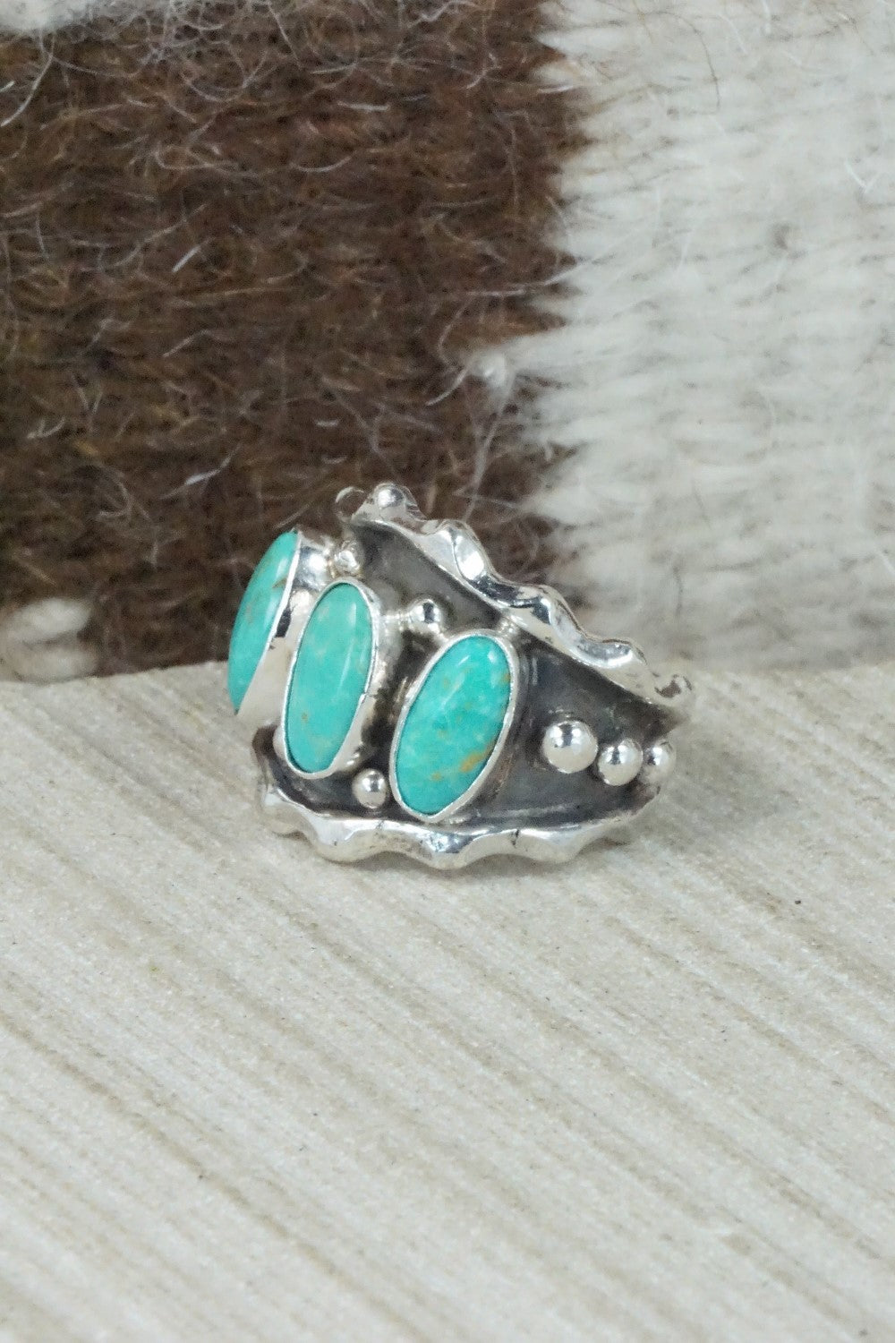 Turquoise & Sterling Silver Ring - Andrew Vandever - Size 7.5