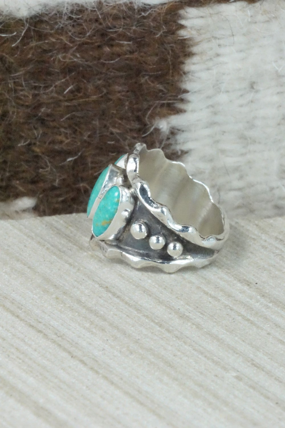 Turquoise & Sterling Silver Ring - Andrew Vandever - Size 7.5