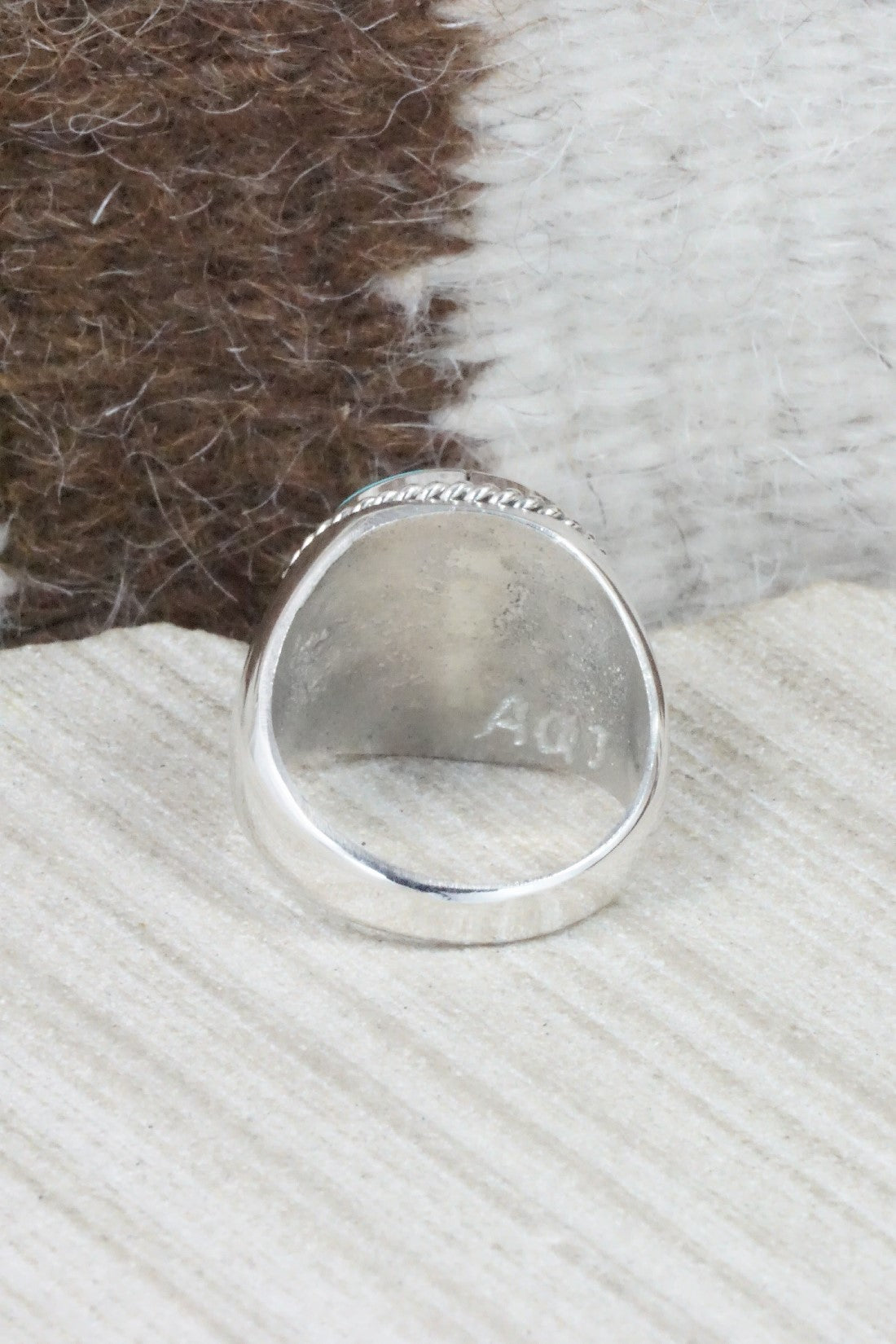 Turquoise & Sterling Silver Ring - Arlen Quetawki Jr. - Size 10
