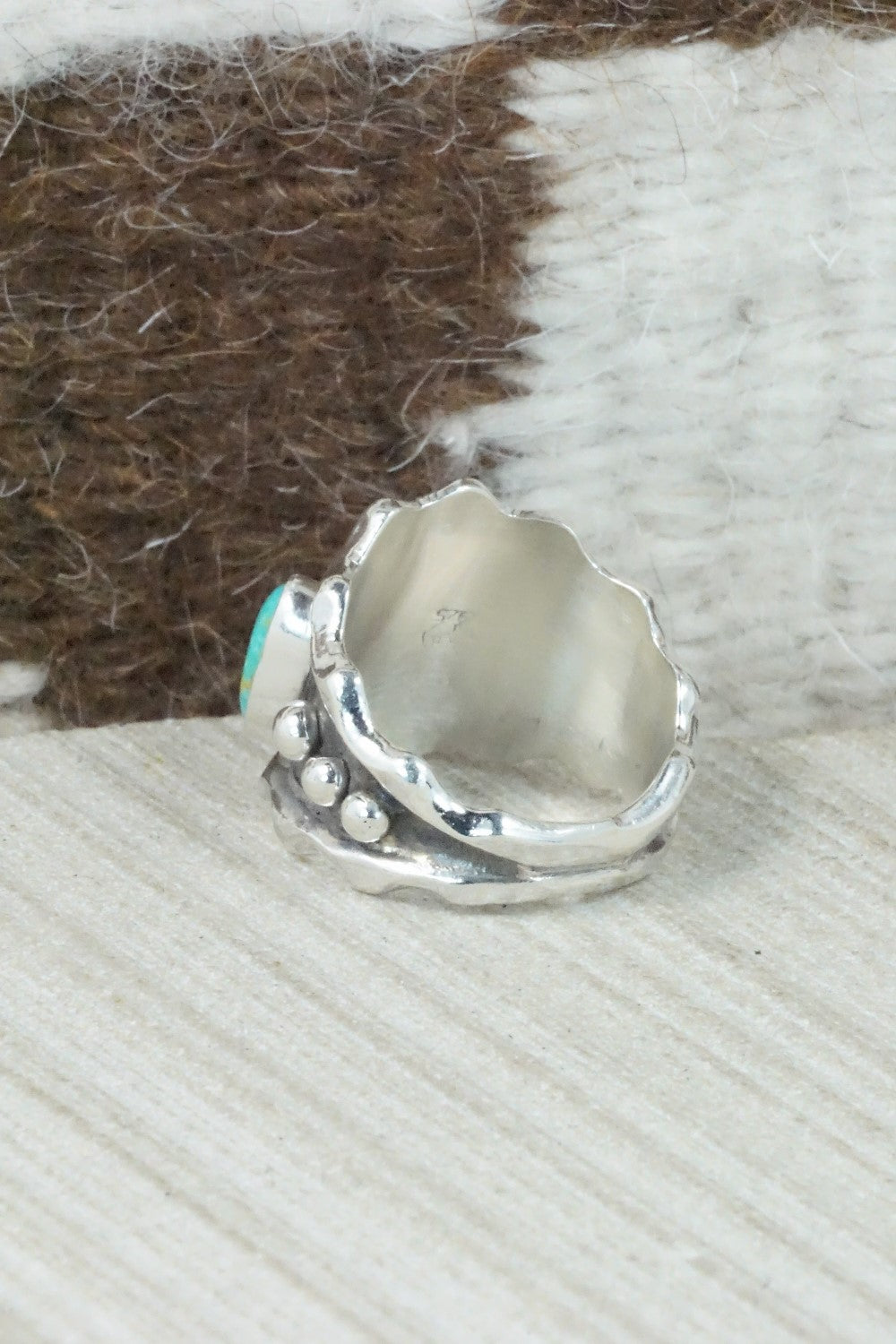 Turquoise & Sterling Silver Ring - Andrew Vandever - Size 7.5